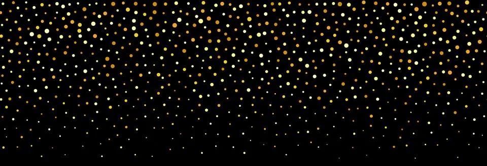 Golden falling confetti background. Repeating gold glitter pattern. Yellow and Stock Illustration