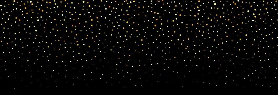 Golden falling confetti pattern on black background. Repeating gold glitter Stock Illustration