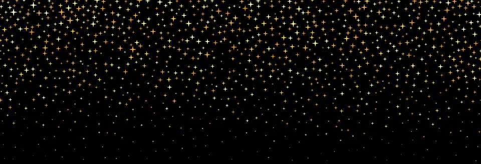 Golden falling confetti pattern on black background. Repeating gold glitter Stock Illustration