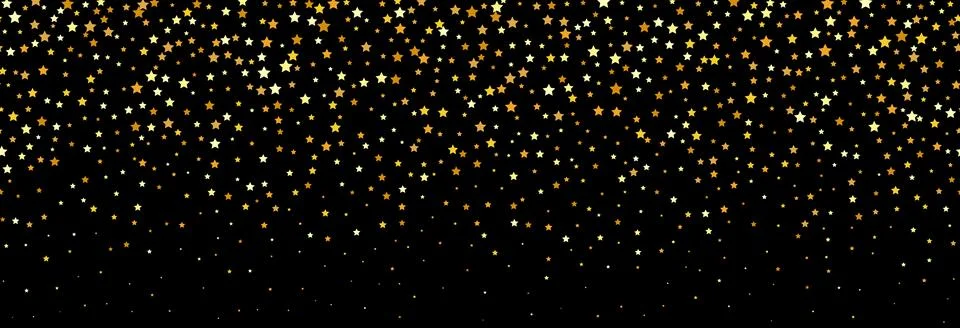Golden falling confetti pattern on dark background. Repeating gold glitter Illustrazione stock