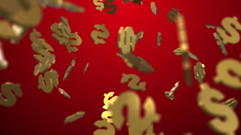 Golden Falling Dollar Stock Footage 150731201