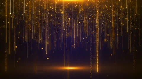 Golden falling light background glowing streaks, sparkling dust, rich dark atmos Stock Footage 340398829