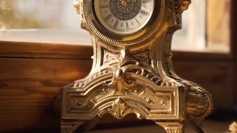 Golden fancy old clock Stock Footage 98040610