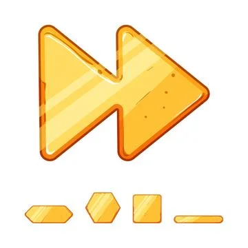 Golden fast forward button and game interface elements Stock Illustration
