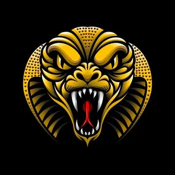 Golden Ferocious Snake Head Vector Illustration Stock Illustration
