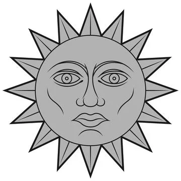 Golden Finish Sun Disk Stock Illustration