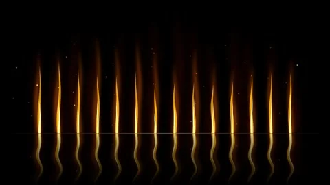 Golden Fire Flame Equalizer Water Reflection Motion Loop Video Screen Stock Footage 344602531