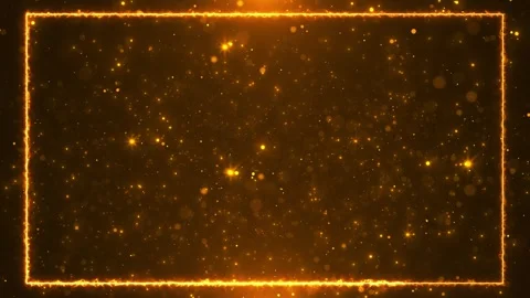 Golden fire frame background glowing rectangular border, floating sparks, warm b Stock Footage 340417702