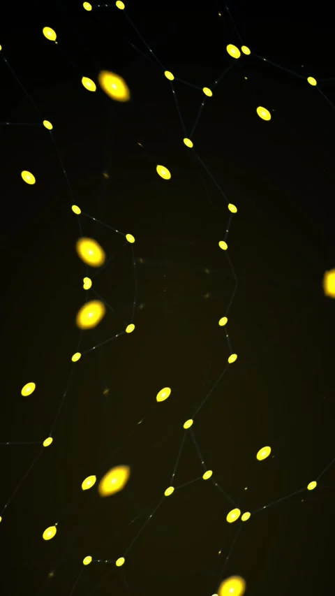 Golden Firefly Particles Floating Network Loop | Abstract Bokeh Stock Footage 342984898