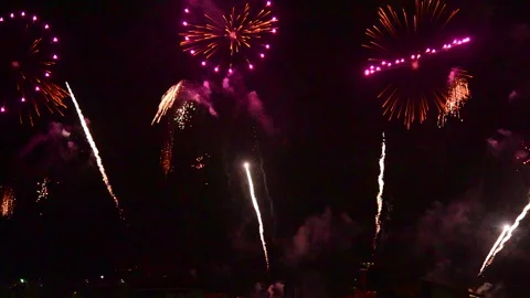 Golden Firework Countdown to new year 2025 party time Stock Footage 290161693