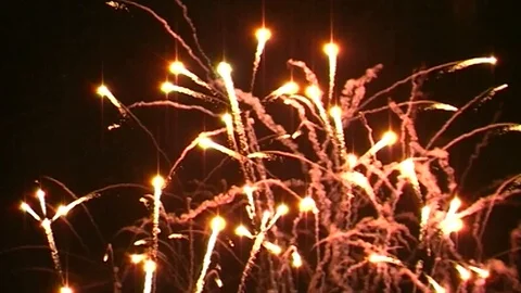 GOLDEN FIREWORK DISPLAY - 3 Stock Footage 122277230