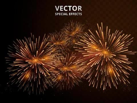 Golden firework elements Stock Illustration