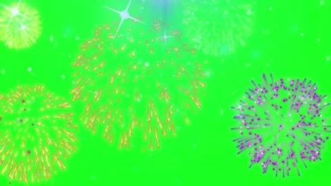 Golden firework explosion on green screen background for video editing and Stock Footage 344368325