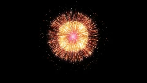 Golden firework explosion isolated on black background for celebration and Stock Footage 344918079