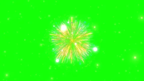 Golden firework explosion isolated on green screen background for video Stock Footage 341907741