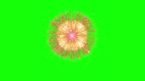 Golden firework explosion isolated on green screen background for chroma key Stock Footage 344918156