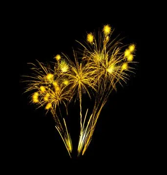 Golden firework sparkling on black background for celebration and anniversary Фото