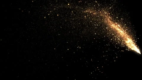 Golden Firework Trail Forming Arc on Black Background with Twinkling Particles Stock Footage 315790055