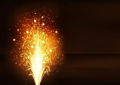 Golden Firework Volcano Fountain - New Years Eve Stock Illustration