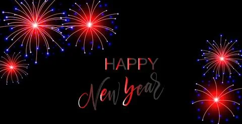 Golden Fireworks And Elegant Script New Year Vector Illustration Background Stock Illustration