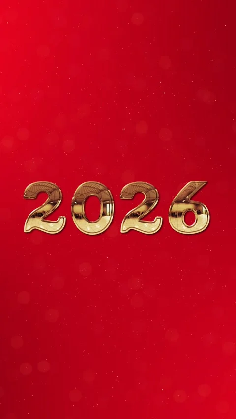 Golden fireworks cursive 2026 for a celebration. a luxurious happy new year 2026 Stock Footage 333908081