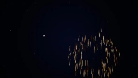 Golden fireworks display loop against dark night sky background with glitte.. Stock Footage 345169211