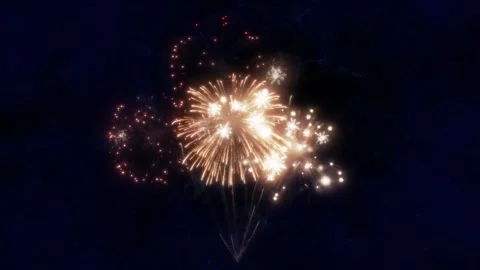 Golden fireworks exploding against a vibrant blue abstract nebula background Stock Footage 341907938