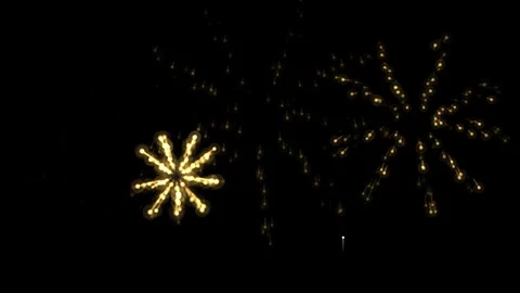 Golden Fireworks Exploding on Black Background Stock Footage 341294030