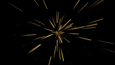 Golden Fireworks Exploding on Black Background Vídeos de archivo 343546375