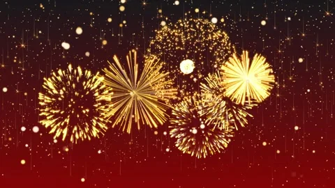 Golden fireworks exploding celebration with glittering abstract backgrounds.. Vídeos de archivo 331412084