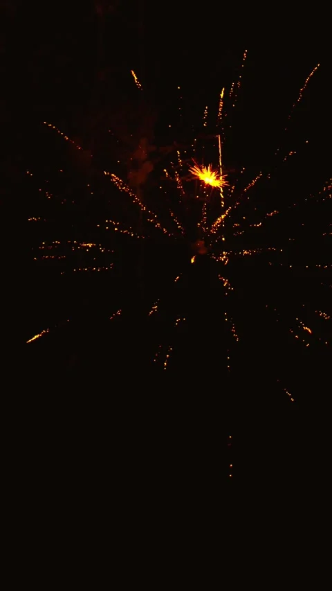 Golden fireworks exploding in dark night sky 스톡 동영상 343160253