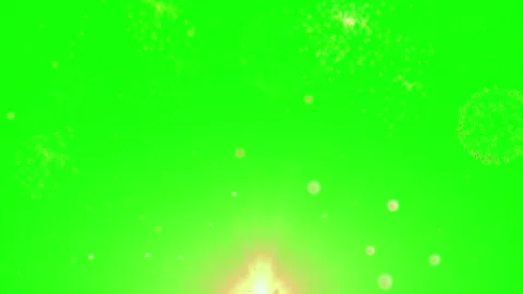Golden fireworks exploding on green screen background for chroma key Stock Footage 340882444