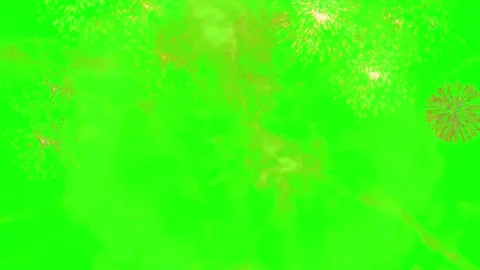 Golden fireworks exploding in night sky with sparkling effects Video stock 336649933