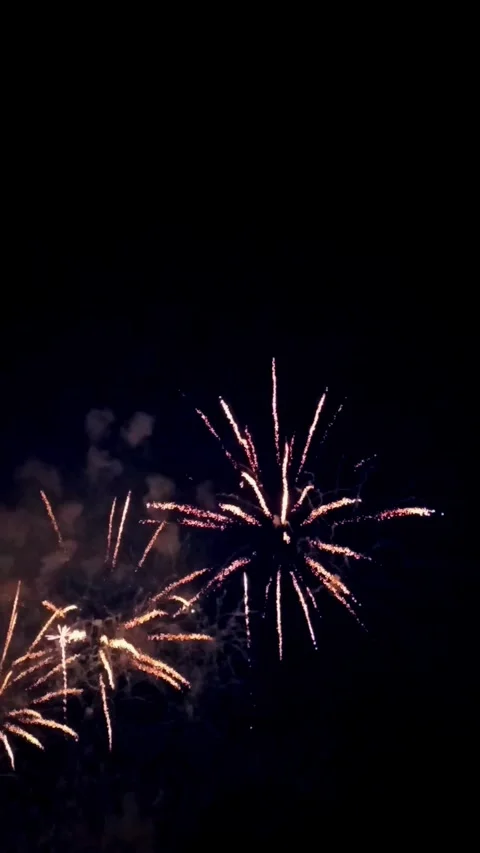 Golden fireworks exploding in the night sky over Cannes 库存影片 341899217