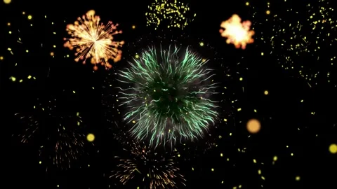 Golden fireworks exploding in the night sky for New Year celebration and 스톡 동영상 341907750
