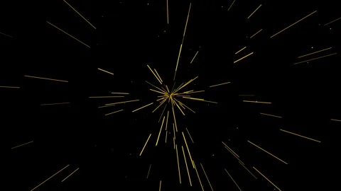 Golden Fireworks Exploding in Night Sky Vídeos de archivo 343546379