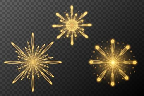 Golden fireworks explosion. Holiday decoration. Golden light effect. Vector s 스톡 일러스트