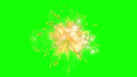 Golden fireworks explosion isolated on green screen background for video Stock Footage 341907942