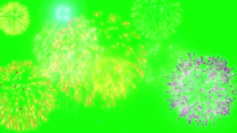 Golden fireworks explosion isolated on green screen background for video Stock Footage 341908005