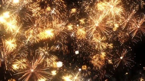 Golden Fireworks Stock Footage 124321357