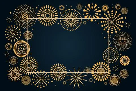 Golden fireworks frame Stock Illustration