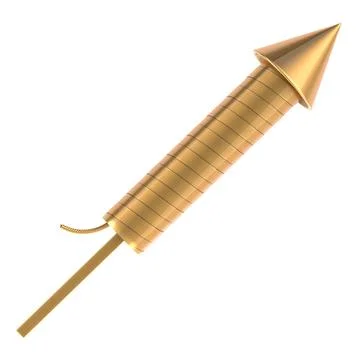 Golden Fireworks Rocket, 3D rendering Stock Illustration