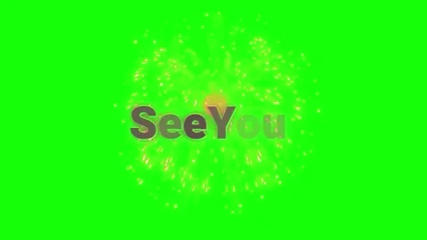 Golden fireworks with see you text on green screen background with offering Vídeos de archivo 344714088