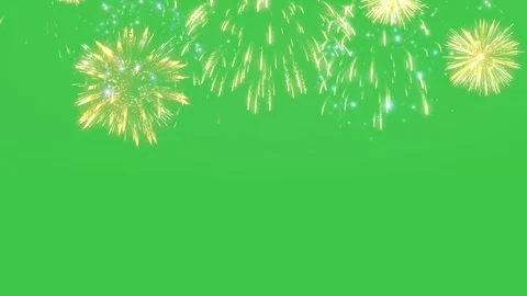 Golden Fireworks Show copy space Green Screen Video Overlay Stock Footage 344732925