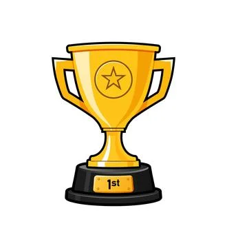 Golden First Place Trophy Cup Cartoon Icon Ilustración de archivo