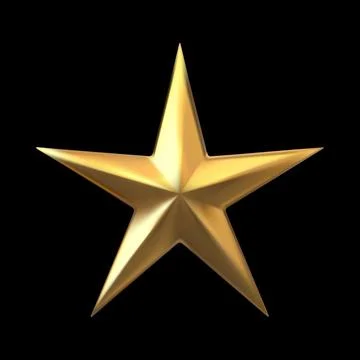 Golden five-pointed star realistic 3D vector, orange chrome space galaxy emoji Stock Illustration