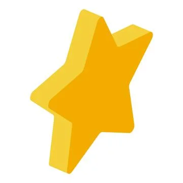 Golden five pointed star shining with isometric projection Stock Illustration