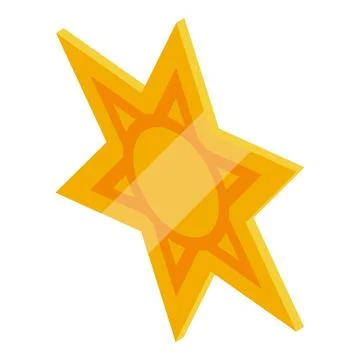 Golden five pointed star shining brightly, isometric projection Stock Illustration