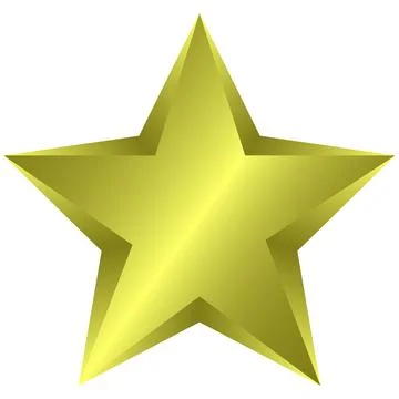 A golden five-pointed star with a smooth, shiny surface. Gold highlights. Li Stock Illustration