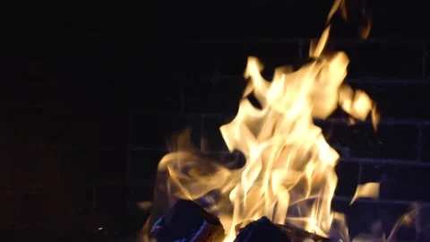 Golden flame of fire   slow motion Stock Footage 160069742